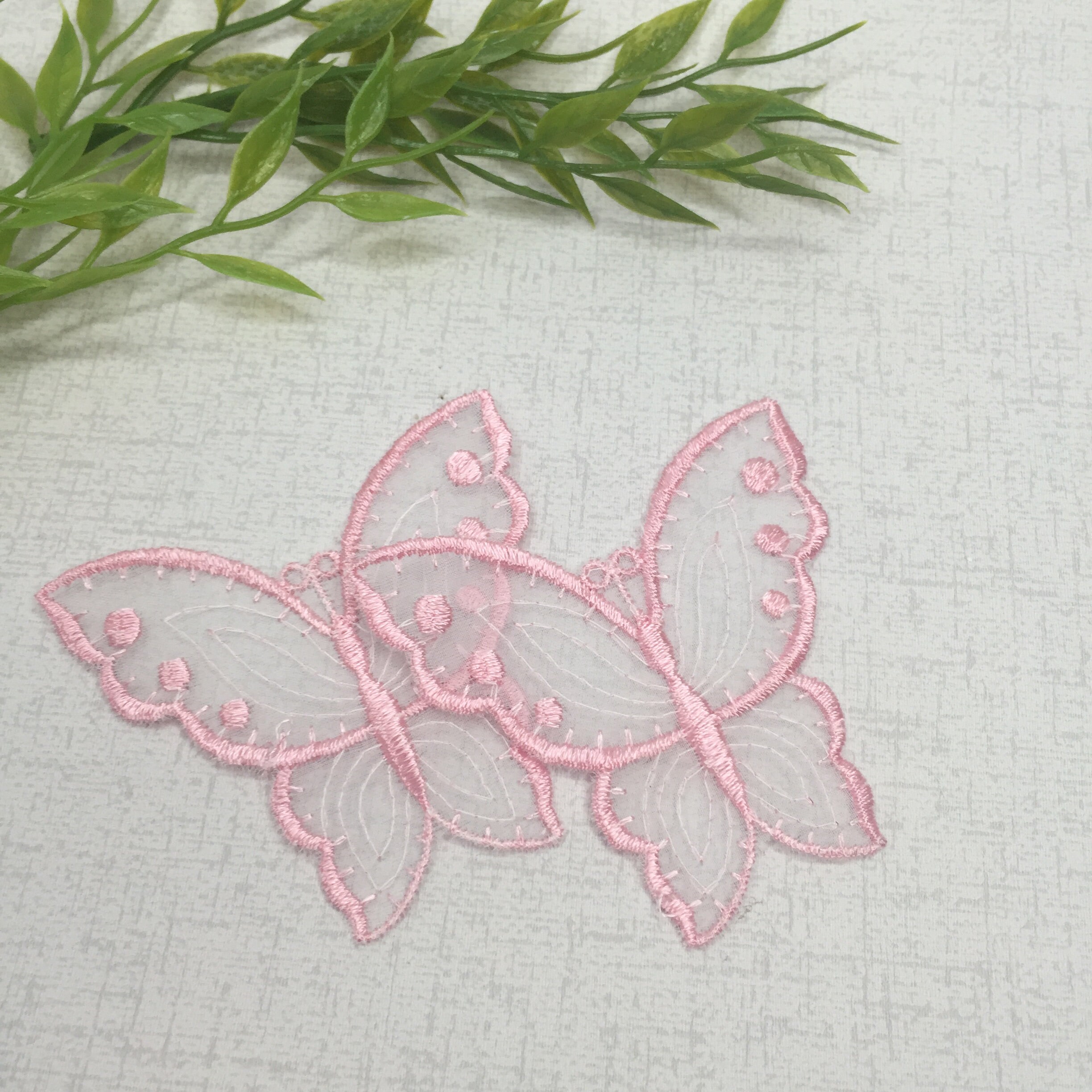 Lace butterfly motifs 2 pink organza appliques pink lace Etsy