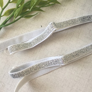 Silver Lingerie straps, bra straps. Pair of sparkly brasserie straps, lingerie elastic