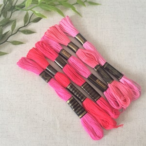 Pack of 6 embroidery threads in pinks, embroidery thread, embroidery floss, EMTH-06-PK02