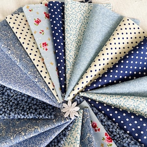 Patchwork squares x 20, 6" pre-cut squares, blue floral large squares