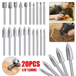 20Pc Wood Carving Engraving Drill Bits Set Milling Cutter For Dremel Rotary Tool