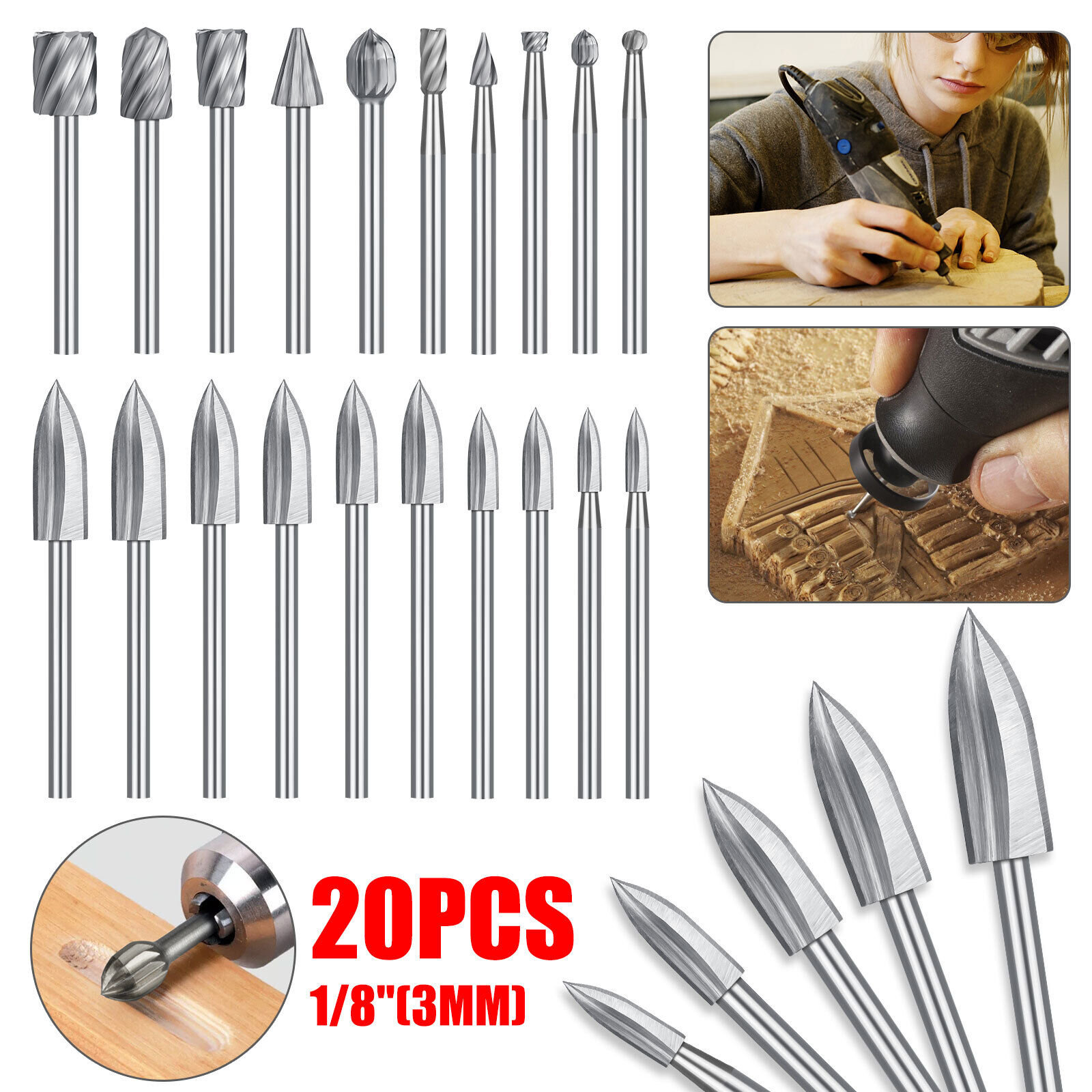 Automach Hand Craft HCT-30A Power Carver Aluminum Body Electric Wood  Carving Tool Set, With 5 Accessory Blades, for Woodworking 