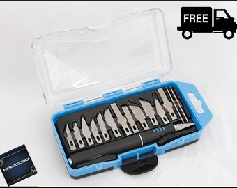 16 pc precision knife set razor blade exacto cutting tool arts & craft hobby kit