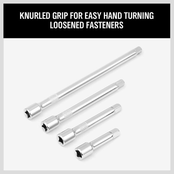 4pc 1/4" LONG Extension Extender Bar Set 2" 3" 4" 6" Drive Ratchet Wrench Socket