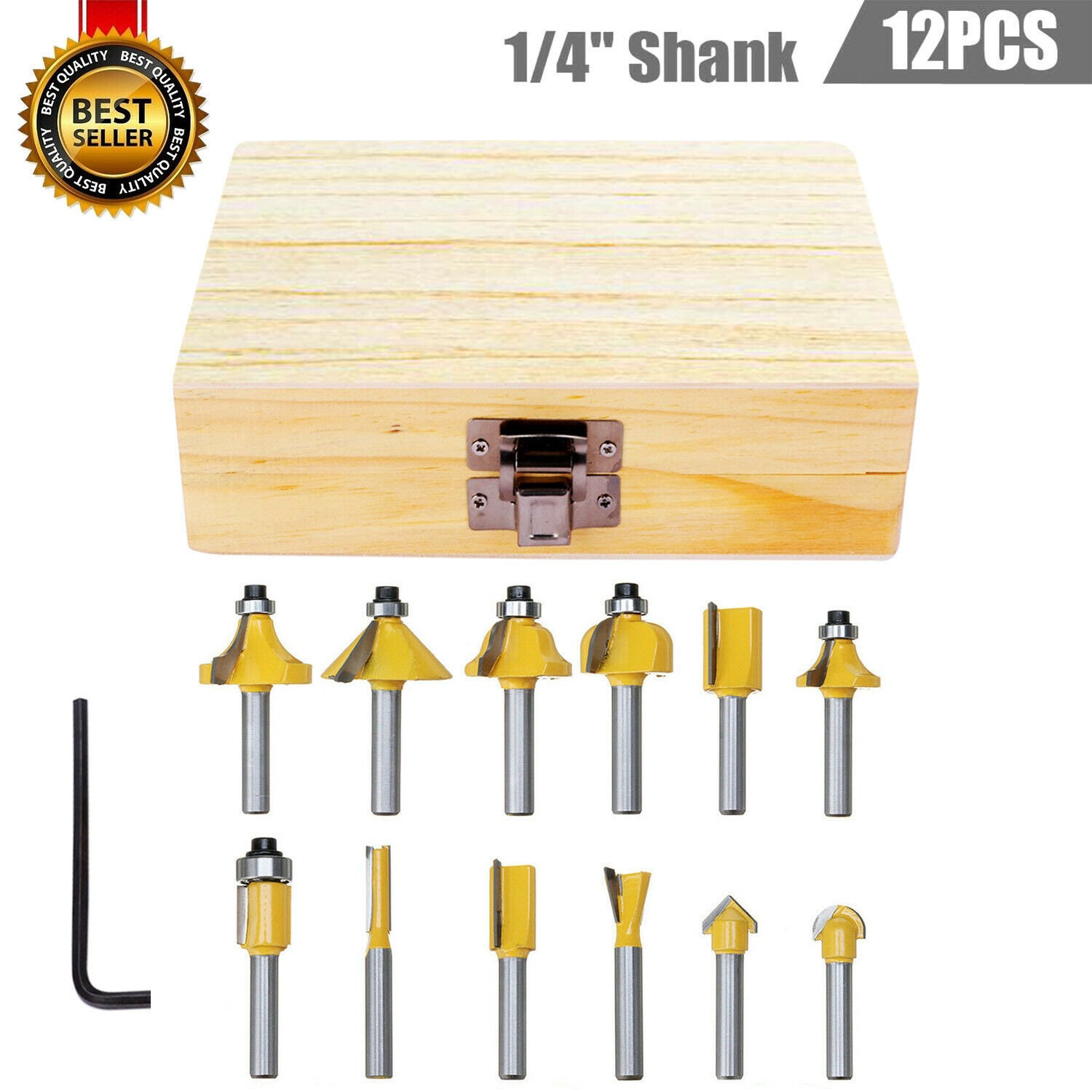 1/4 Inch Shank Tungsten Carbide Router Bit Set Woodworking 12 PCS 1/4 Inch Shank Tungsten Carbide Router Bit Set Woodworking 12 PCS