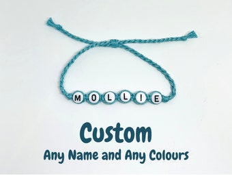 Custom Personalised Name Friendship Bracelet - Personalised Colours Woven Macrame String Braided Wristband - Boho Festival Knotted Jewellery