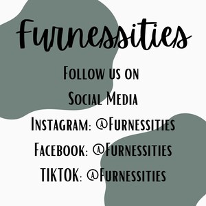 Może przedstawiać: Grafika z zielonym tłem i tekstem "Furnessities" w kolorze czarnym. Tekst "FOLLOW US ON SOCIAL MEDIA" znajduje się pod tytułem. Użytkownicy medi&oacute;w społecznościowych dla Instagram, Facebook i TikTok są wymienieni pod tekstem.