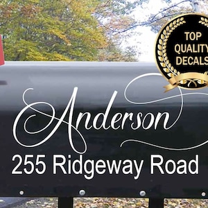 Mailbox Decals, Mailbox Address Decals, Custom Mailbox stickers, mailbox decal fancy font, mailbox decal address, calligraphy mailbox decals