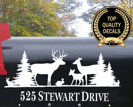 Mailbox Decals, Mailbox Address Decals, Custom Mailbox stickers, mailbox decal deer, mailbox decal address, wildlife mailbox decals