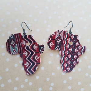 Faux Leather Dangle Earrings for Women, Earrings for Teens, Tribal Earring, Red Earring, Africa Earring, Colorful Earrings, Drop Earring