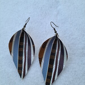 Faux Leather Dangle Earrings for Women, Earrings for Teens, Stripe Earring, Africa Tribal Earring, Colorful Earrings, Drop Earring