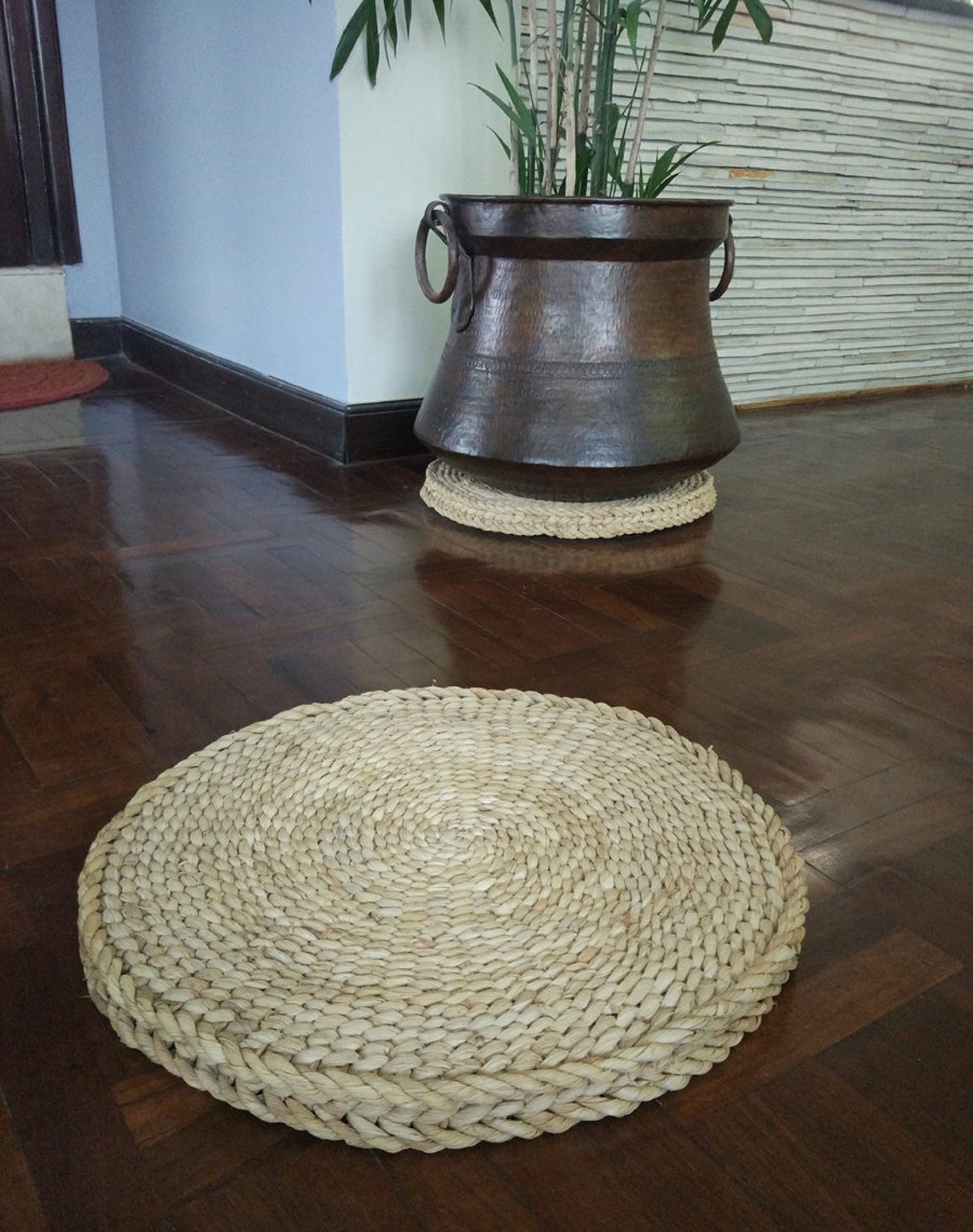 Lot of 4 Yoga Mats Size 44 Cm in Diameter Nepali Hay Straw Mat Etsy