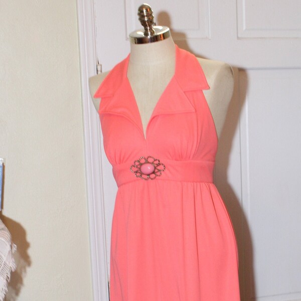 Peach Halter Dress Etsy