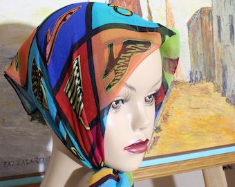 Colorful Silk Head Scarf, Hand bags and Shoes, Elaine Gold 100% Silk, Lady's Neckerchief