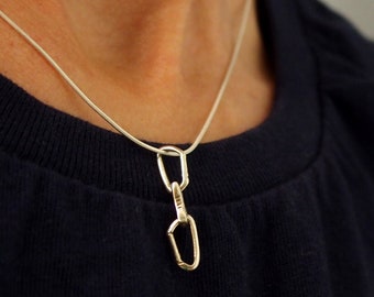 Miniature silver 925 draw necklace, mounted on a silver chain, mesh and length of your choice, for climbing lovers