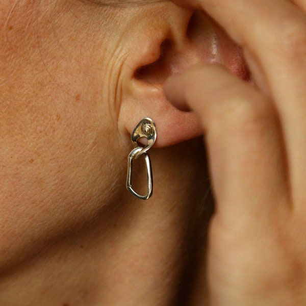 Boucles d'oreilles plaquette et mousqueton - escalade - earrings spit + carabiner - argent - adulte et enfant - unisexe