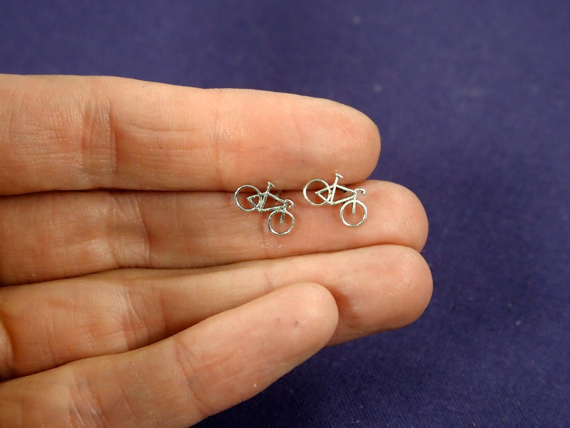 Orecchini A Goccia In Argento Sterling 925 Con Forma Di Bicicletta, Drop Bikes, Unisex - 3