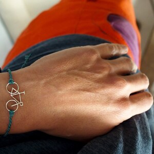 Miniature bike bracelet in 925 silver, mounted on macramé diameter 1mm, with a sliding knot to adjust it image 3