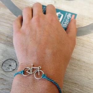 Miniature bike bracelet in 925 silver, mounted on macramé diameter 1mm, with a sliding knot to adjust it image 7