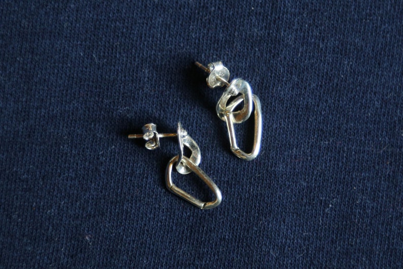 Plate and carabiner earrings climbing spit carabiner earrings silver adult and child unisex image 6