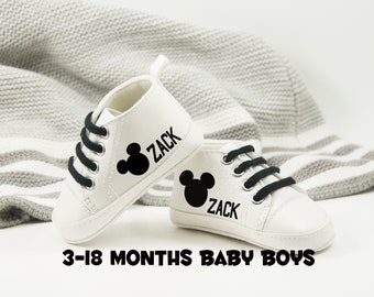 White Mickey Mouse Baby Shoes - Baby Boy - Mickey Birthday - Disney - Disneyland - Disneyworld - Bling Shoes - Bling