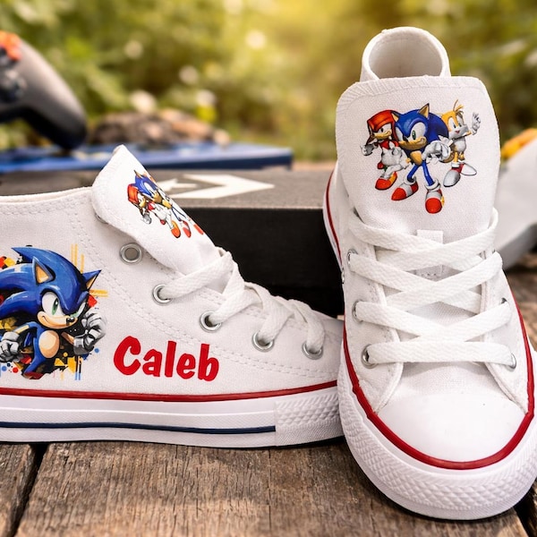 Sonic the Hedgehog Converse Shoes, Custom Toddler Birthday Sneakers, Personalized Boy Birthday Outfit