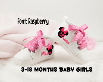 Minnie Mouse Baby Girl Shoes, personalize baby gift for girls,  Baby Girl Shoe, Baby Birthday Gift, Minnie Mouse Birthday, Minnie Shoe