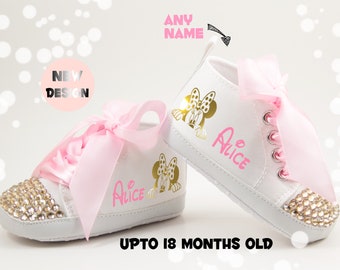 Minnie Mouse Baby Girl Shoes, Minnie Baby Shower, Minnie 1st Birthday Girl Gift, Disney Baby Shoes