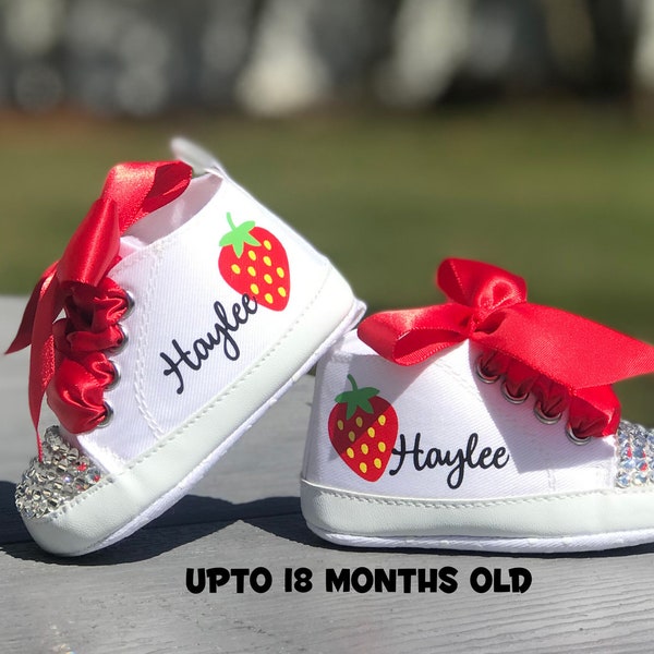 Strawberry First Birthday Shoes, Berry Baby Shoes, Red or Pink Strawberry Birthday, Strawberry 1st Birthday Outfit, Sweet Birthday