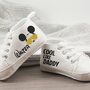 Personalized baby gifts, Cool Like Daddy Baby Shoes, Baby Birthday Gift, Mickey Mouse Birthday, Mickey Shoes, Mickey Mouse White Shoes