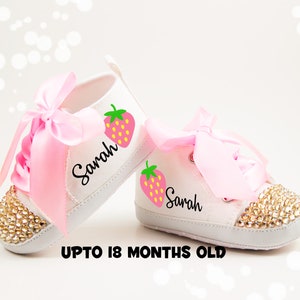 Strawberry First Birthday Shoes, Berry Baby Shoes, Red or Pink Strawberry Birthday, Strawberry 1st Birthday Outfit, Sweet Birthday image 5