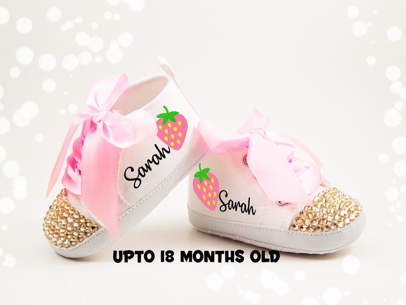 Strawberry First Birthday Shoes, Berry Baby Shoes, Red or Pink Strawberry Birthday, Strawberry 1st Birthday Outfit, Sweet Birthday image 5