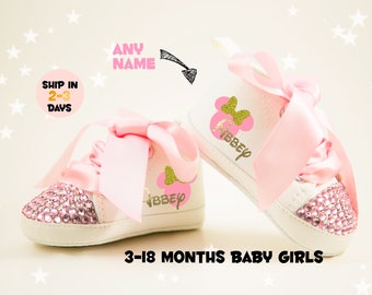 Minnie Mouse Baby Shoes - BABY GIRL SHOES - Personalized Baby Girl Gift - Minnie Mouse First Birthday - Minnie Mouse Baby Shower