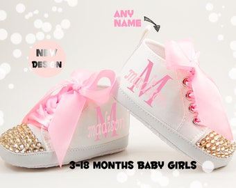 Baby Girl Gift Personalized, First Birthday Girl Shoes, Pink Gold Baby Girl Outfit, Baby Girl Shoes,Infant Shoes,Infant Girl Shoe