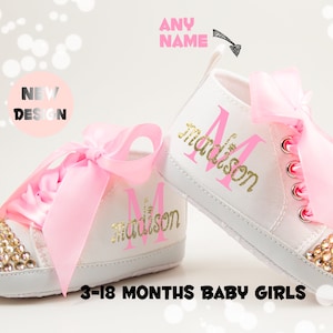 First Birthday Girl Outfit, Pink Gold Baby Girl Shoes, Personalized Baby Girl Shoes,Infant Shoes,Infant Girl Shoe