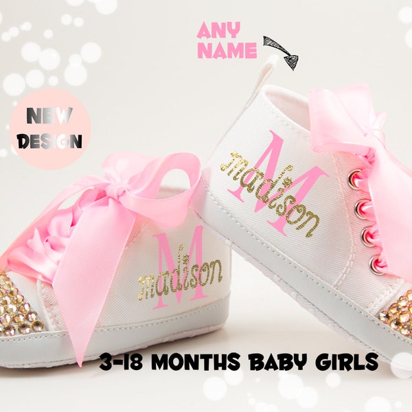 First Birthday Girl Outfit, Pink Gold Baby Girl Shoes, Personalized Baby Girl Shoes,Infant Shoes,Infant Girl Shoe