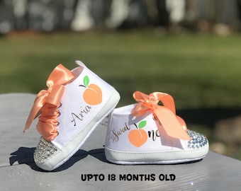 One Sweet Peach, Sweet Peach Birthday Shoes, Sweet Peach First Birthday Outfit, One Peach Party, Peach Baby Shower, Peach Birthday Shoes