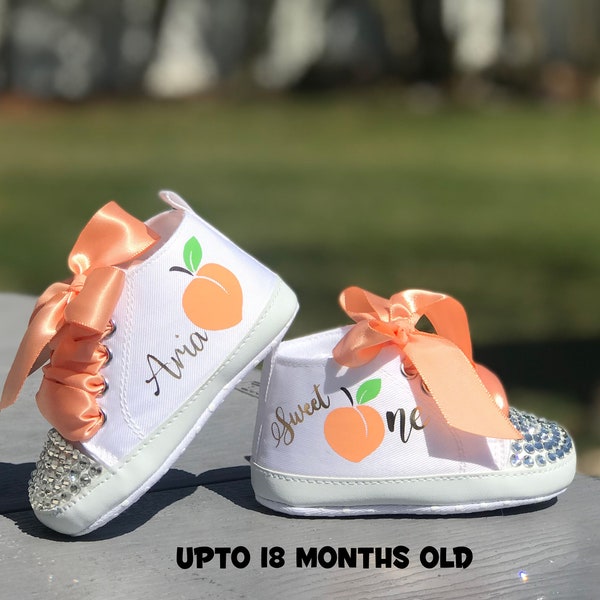 One Sweet Peach, Sweet Peach Birthday Shoes, Sweet Peach First Birthday Outfit, One Peach Party, Peach Baby Shower, Peach Birthday Shoes