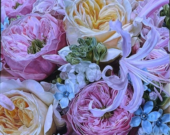 Pintura al óleo de rosas grandes Pintura realista Pintura de flores original sobre lienzo Arte de pared Pintura floral