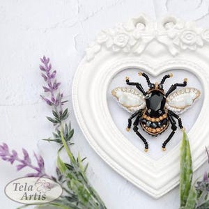 Beaded Brooch DIY Kit – Handmade Jewelry Making Set – Embroidery Beading Kit – Craft Gift for Her – Beginner Friendly - Bee