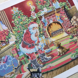 Bead embroidery kit Christmas night, Needlepoint kit New year, Housewarming gift,