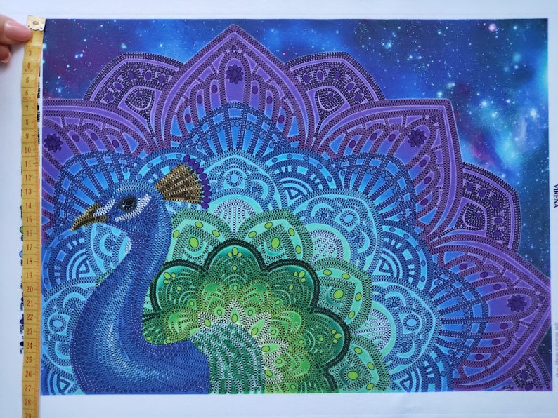 Beaded embroidery kit Peacock DIY embroidery beadwork Needlepoint kit Paradise Bird