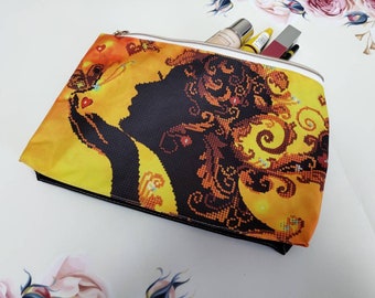 Bead embroidery kit Cosmetic bag Beadwork Pencil case Needlepoint kit