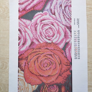 ビーズ刺繍キット ピンクのバラ、ビーズワークセット 花、ニードルポイントキット バラの花束、DIYキット