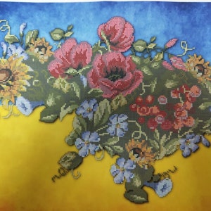 Kit de broderie de perles Blooming Ukraine 42*60 cm Kit de broderie Carte florale de l'Ukraine, broderie perlée Cœur de l'Ukraine