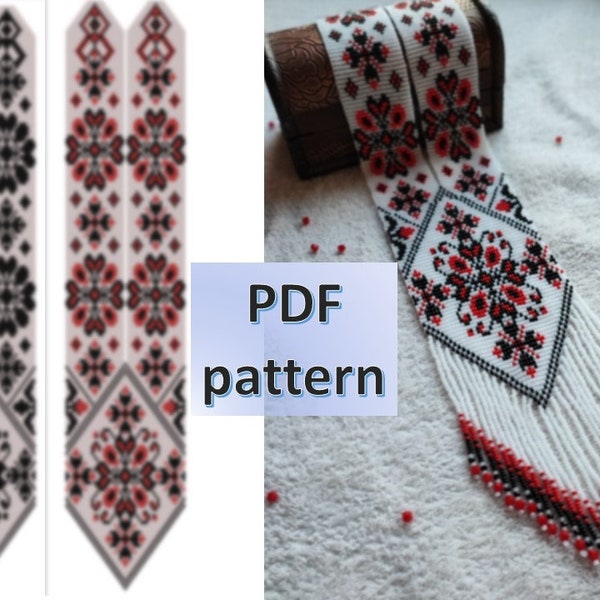 Gerdan PDF beading pattren, bead necklace pattern, loom bead scheme, Ukrainian necklace