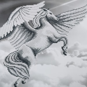 Bead embroidery kit Pegasus, beadwork Fantasy world, embroidered painting, needlepoint kit ready to ship