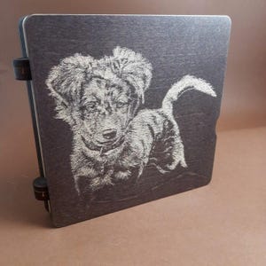 Holzperlen Organizer - Notizbuch mit zwei Acryl Covern, Perlenbox, Perlenbox, Holztablett dog