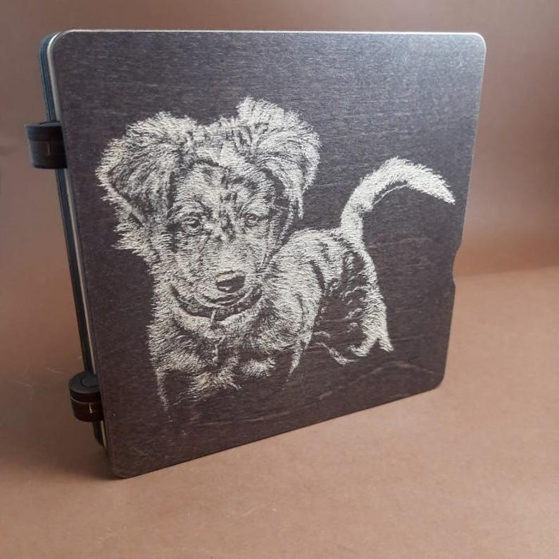 Holzperlen Organizer - Notizbuch mit zwei Acryl Covern, Perlenbox, Perlenbox, Holztablett dog