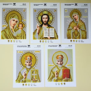 Kits de bordado de cuentas icono de San Nicolás, cuentas Jesucristo, kit Needlepoint Santa María, icono ortodoxo,